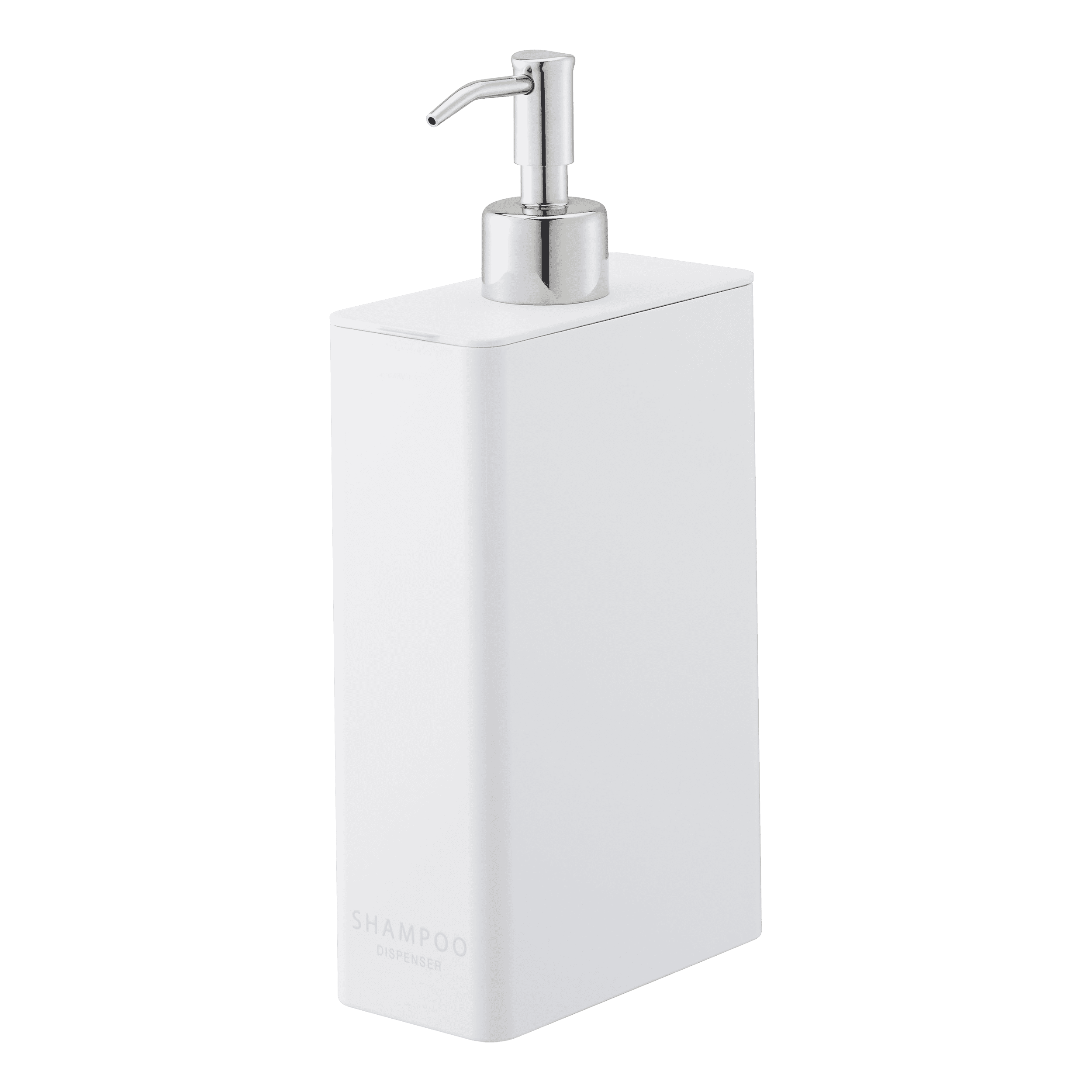 White ABS Resin Rectangular Shampoo Dispenser with Stainless Steel Pump