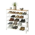 thumbnail image 1 of Yamazaki Home Rolling Five-Tier Shoe Rack, White, Steel + Wood, Wheels, 1 of 7