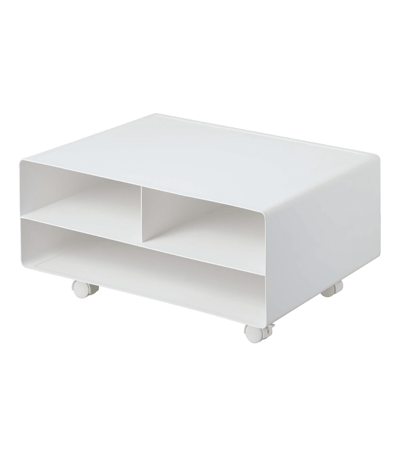 Yamazaki Modern White Steel Desktop Printer Stand with Wheels