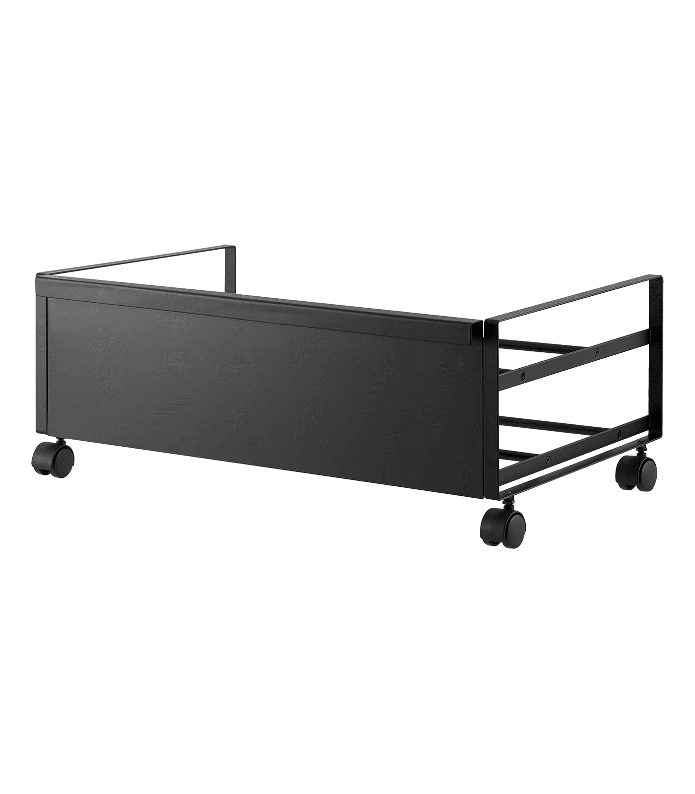 Black Metal Rolling Shoe Rack with Handle and Wheels