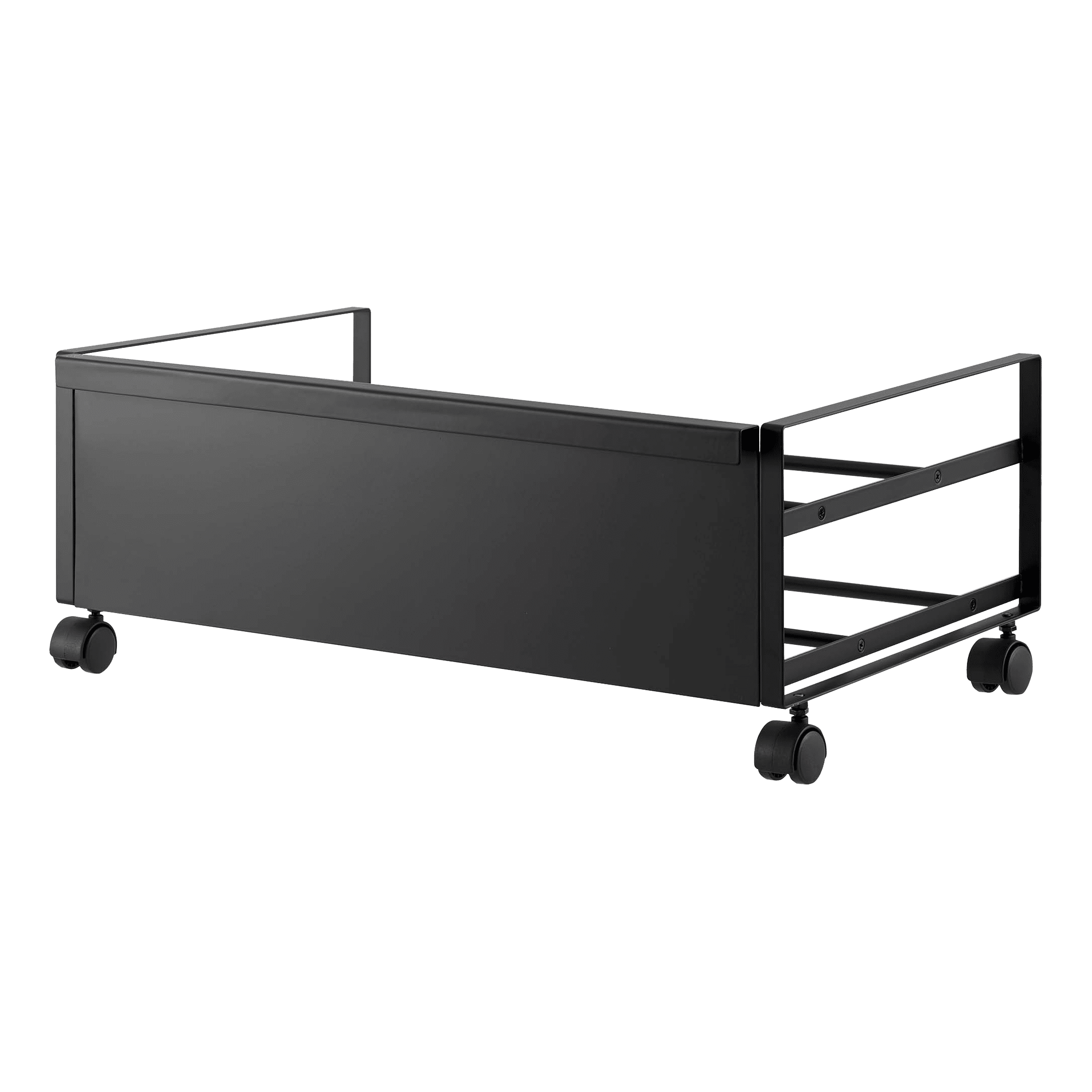 Black Metal Rolling Shoe Rack with Handle and Wheels