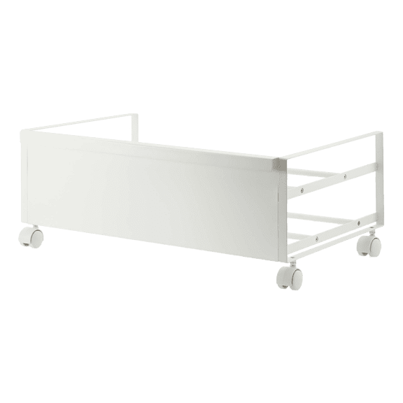Yamazaki Home Rolling Shoe Rack, White, Steel, Holds 4 shoes, 6 heels, Supports 4.4 pounds, Wheels, Minimal Assembly