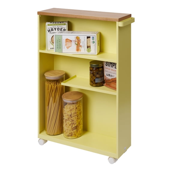 Yamazaki Home Rolling Storage Cart, Yellow, Steel, Minimal Assembly