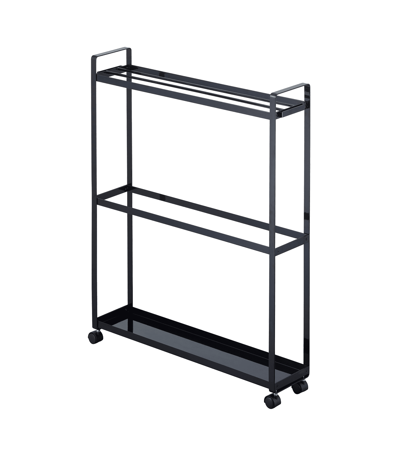 Black Steel Rolling Towel Rack with Handles and Casters