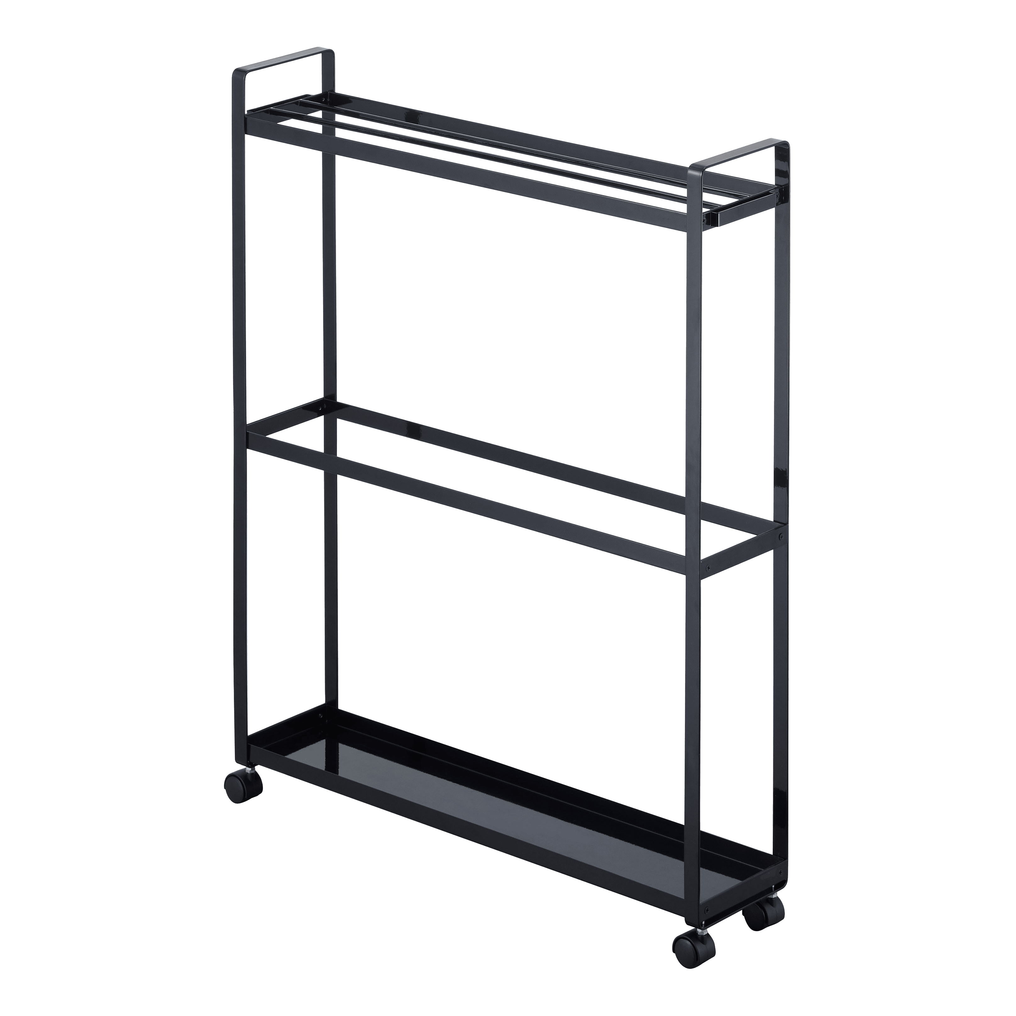 Black Steel Rolling Towel Rack with Handles and Casters