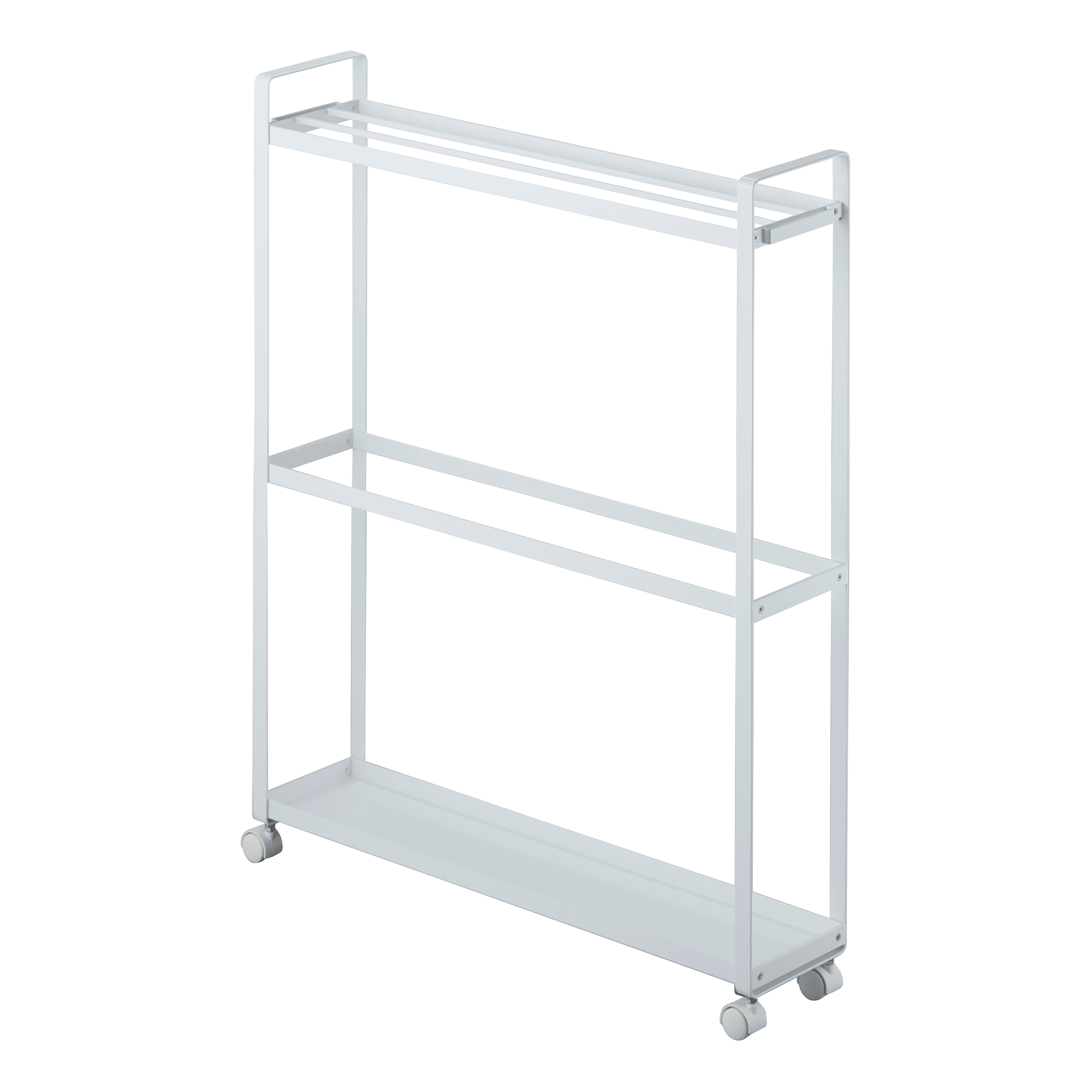 White Rolling Towel Rack with Hooks and Casters