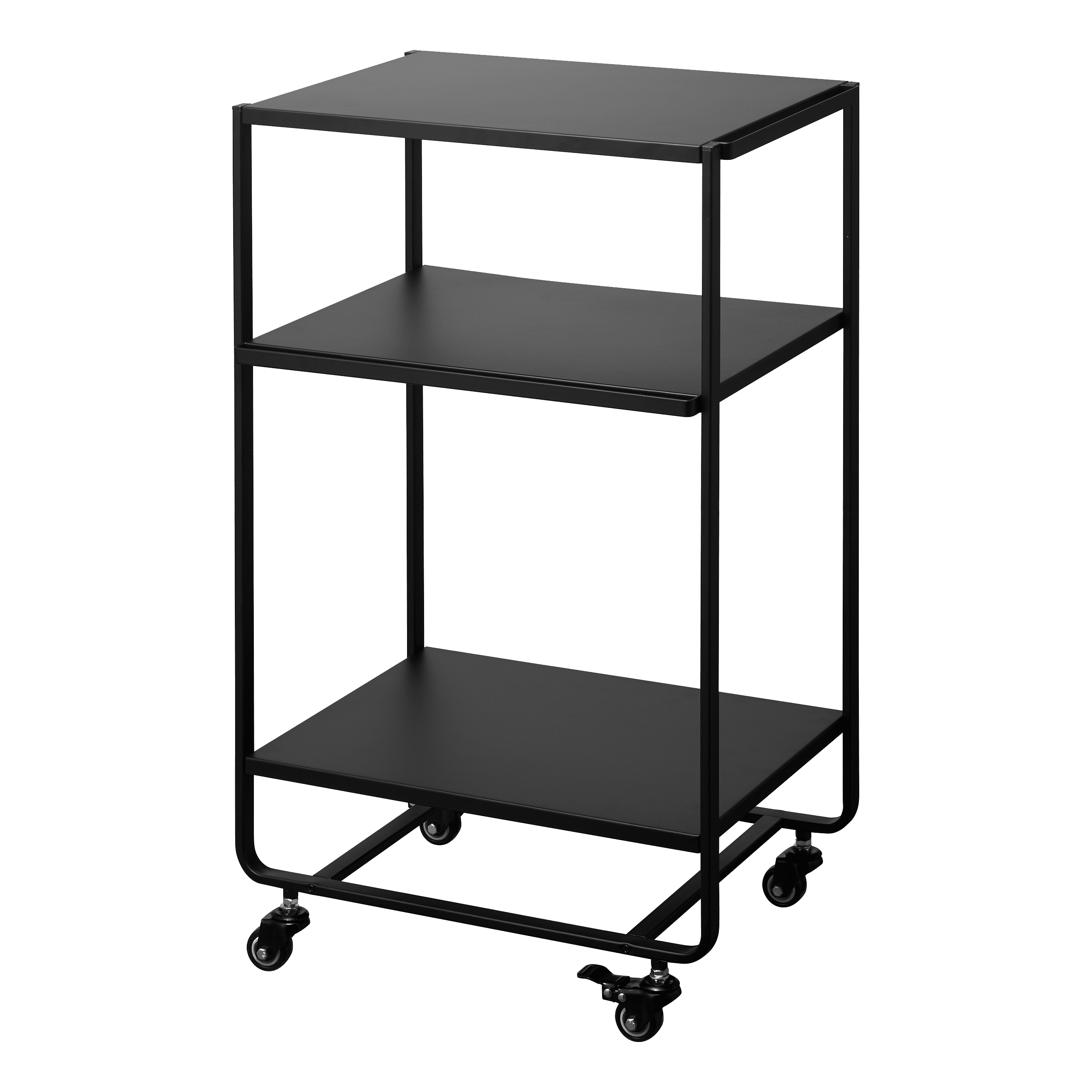 Elegant Black Steel 3-Tier Kitchen Cart with Lockable Wheels