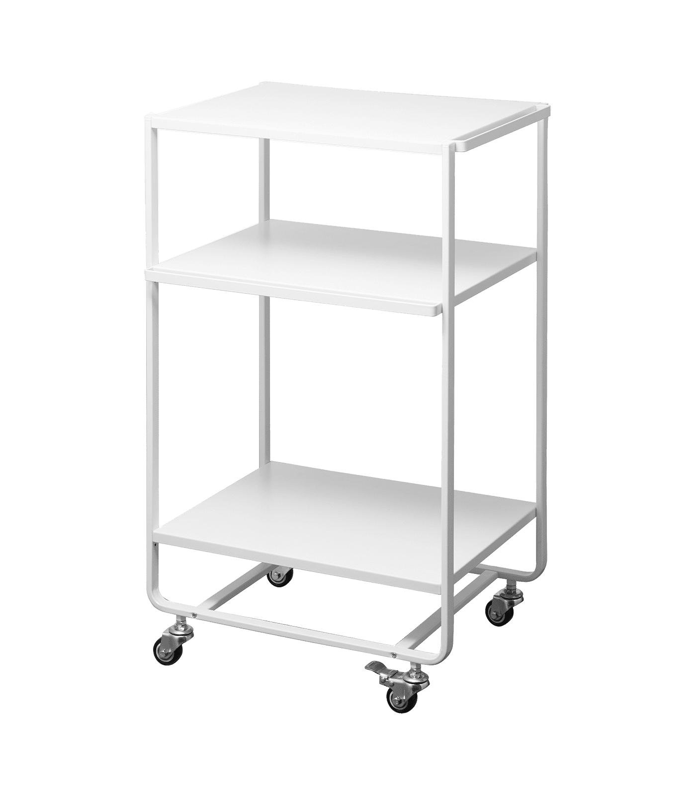 Sleek White 3-Tier Rolling Kitchen Cart with Storage Hooks