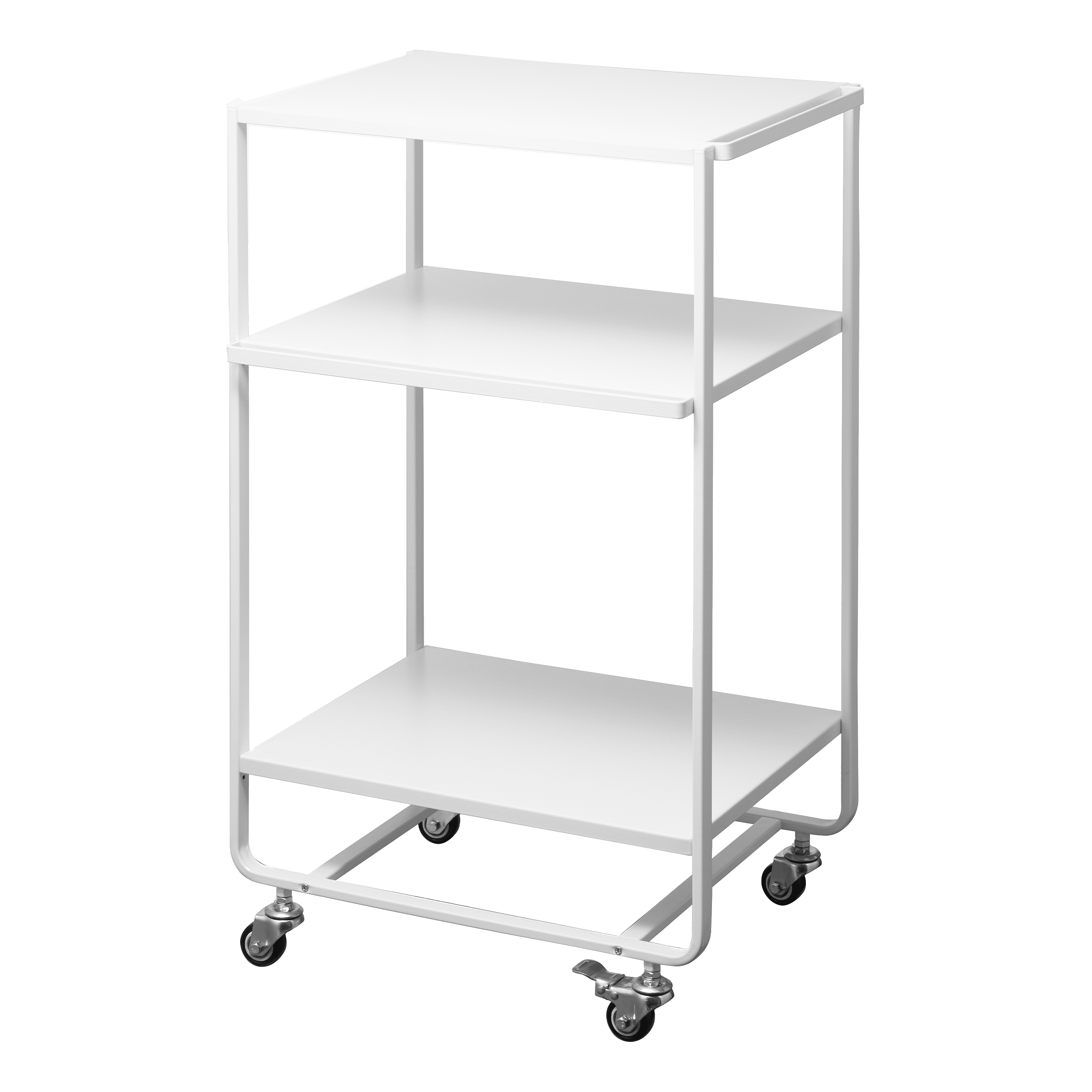 Sleek White 3-Tier Rolling Kitchen Cart with Storage Hooks
