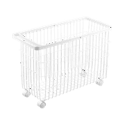 Yamazaki Home Rolling Wire Basket, White, Steel, 9.8 gallons, 35 liters, Supports 11 pounds, Minimal Assembly