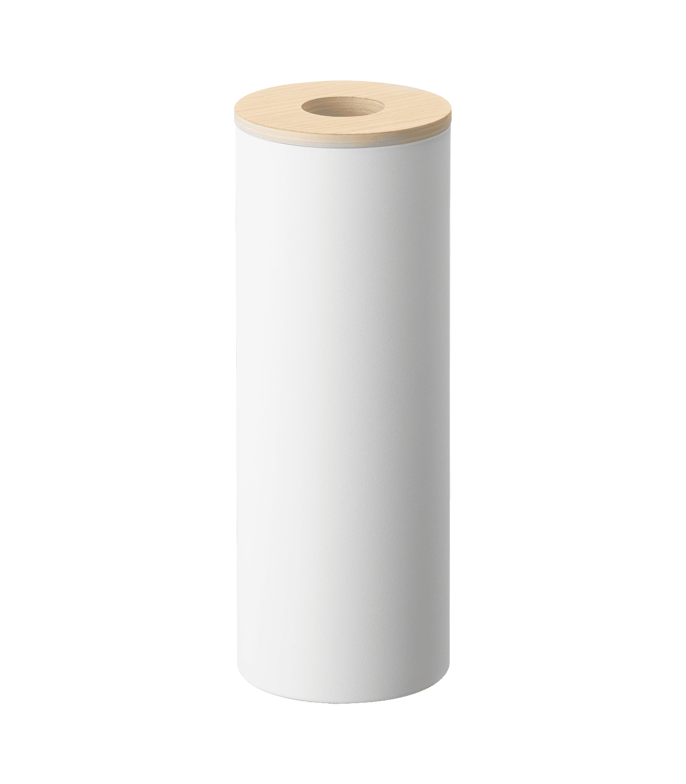 Ash Steel and Wood Round Tissue Holder Case