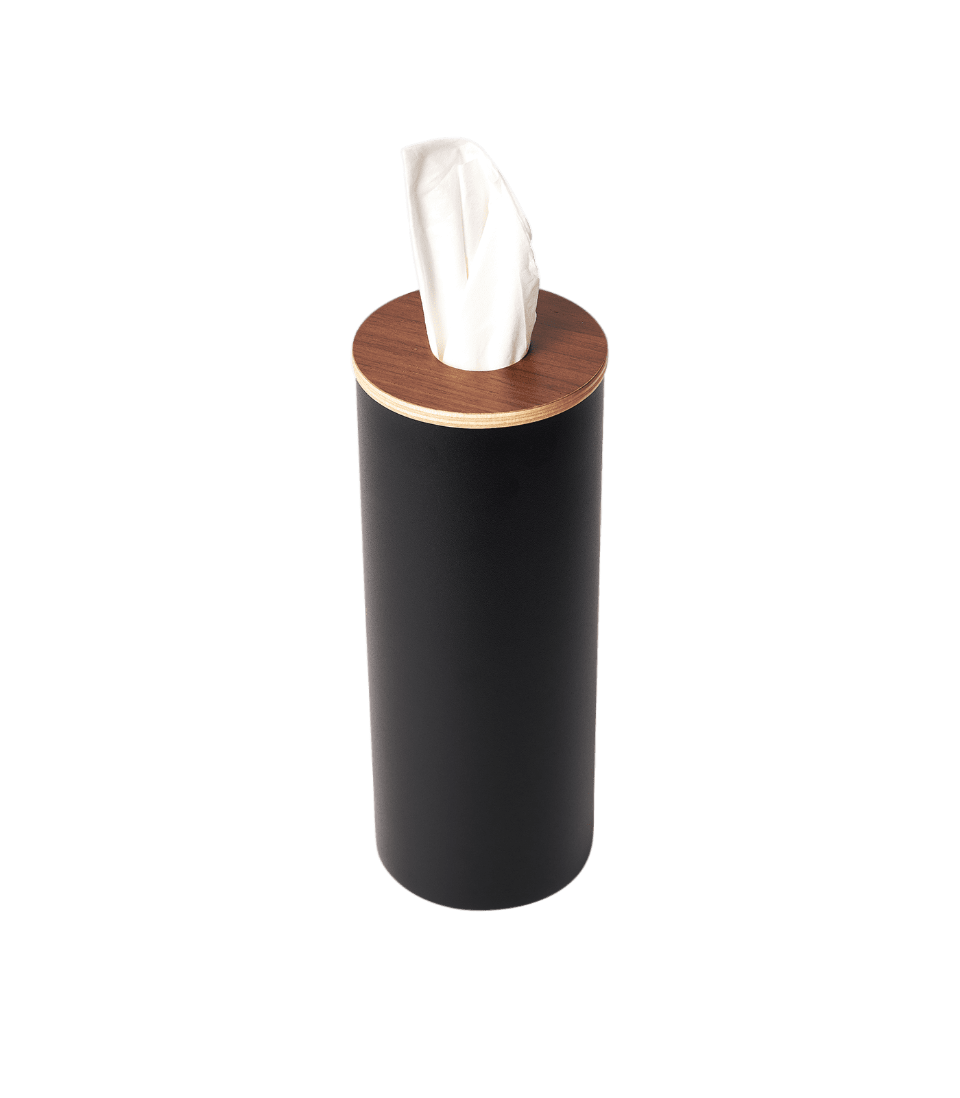 Modern White Steel and Wood Round Tissue Case
