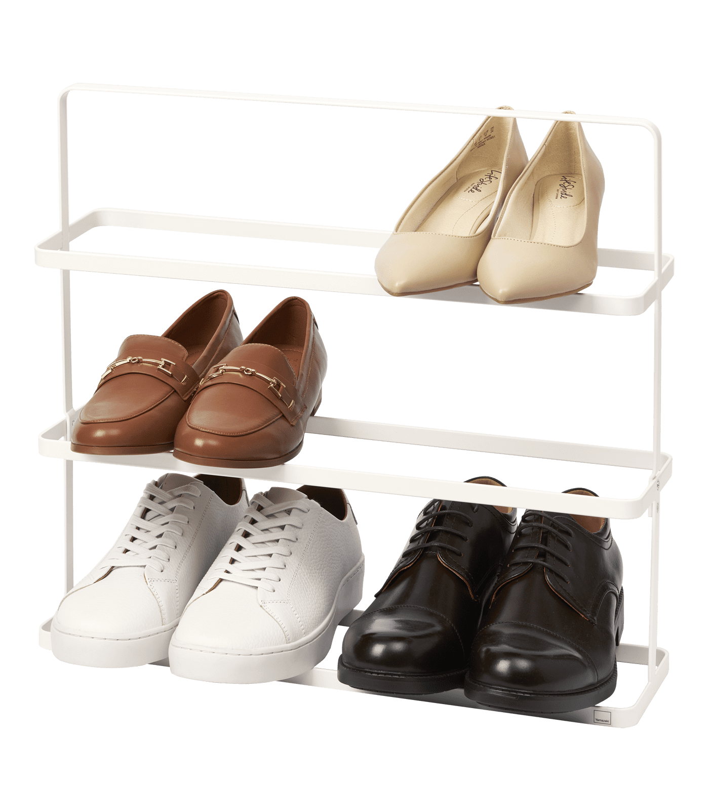 Compact Modern White Steel 3-Tier Shoe Rack