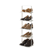 Yamazaki Home Shoe Rack - Two Styles, White, Steel, Tall, Holds 5 shoes, Supports 11 pounds, Handles