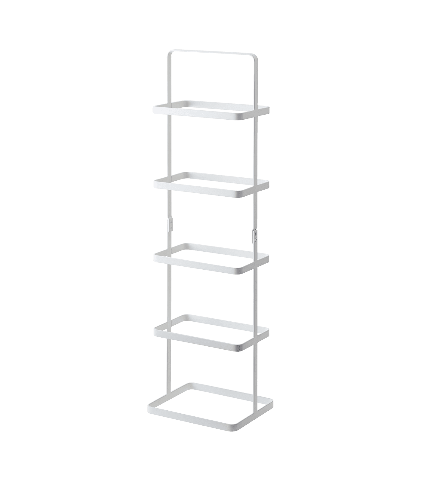 Compact White Metal Shoe Rack, Stackable, 5-Pair Capacity with Handle