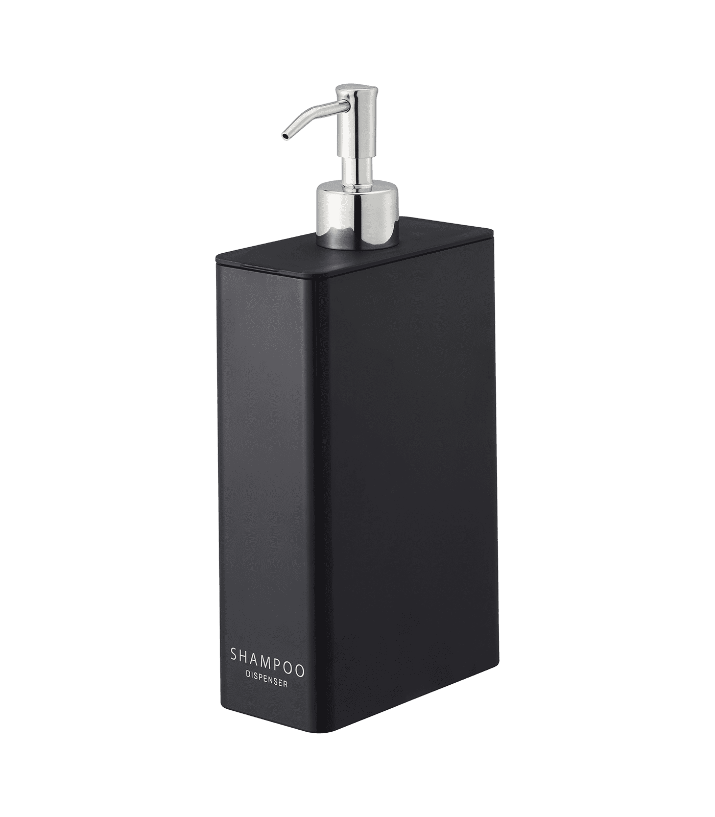 Black Rectangular ABS Plastic Shampoo Dispenser with Stainless Steel Pump