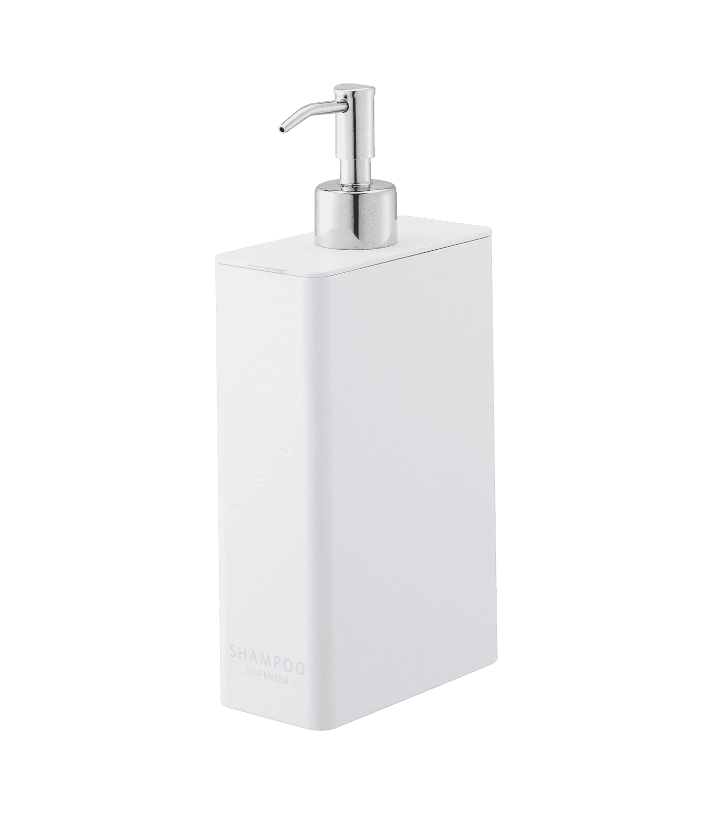 White ABS Resin Rectangular Shampoo Dispenser with Stainless Steel Pump