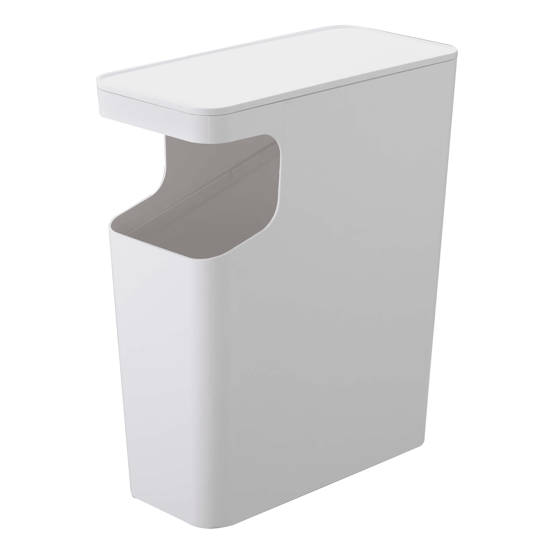 White Plastic Side Table with Built-in Trash Can