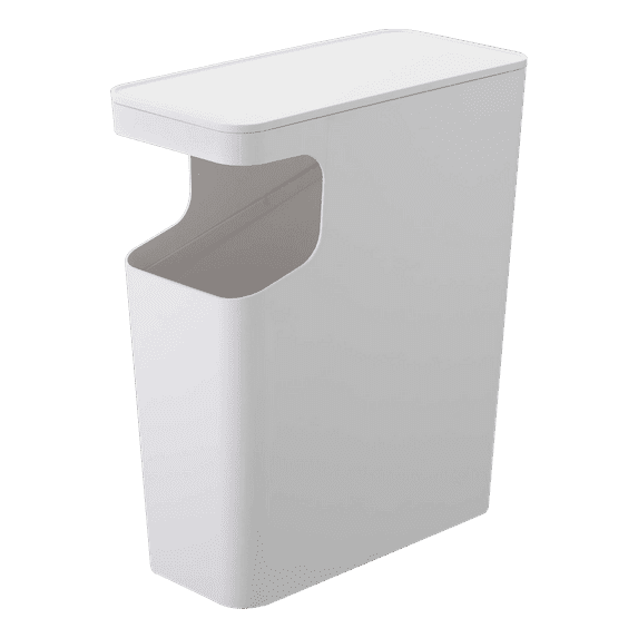 Yamazaki Home Side Table Trash Can, White, ABS Plastic, 4 gallons, 15 liters, No Assembly