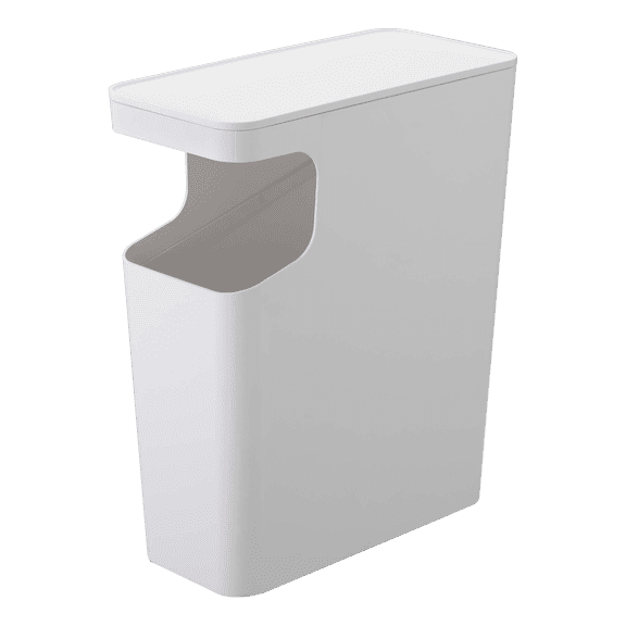 Yamazaki Home Side Table Trash Can, White, ABS Plastic, 4 gallons, 15 liters, No Assembly