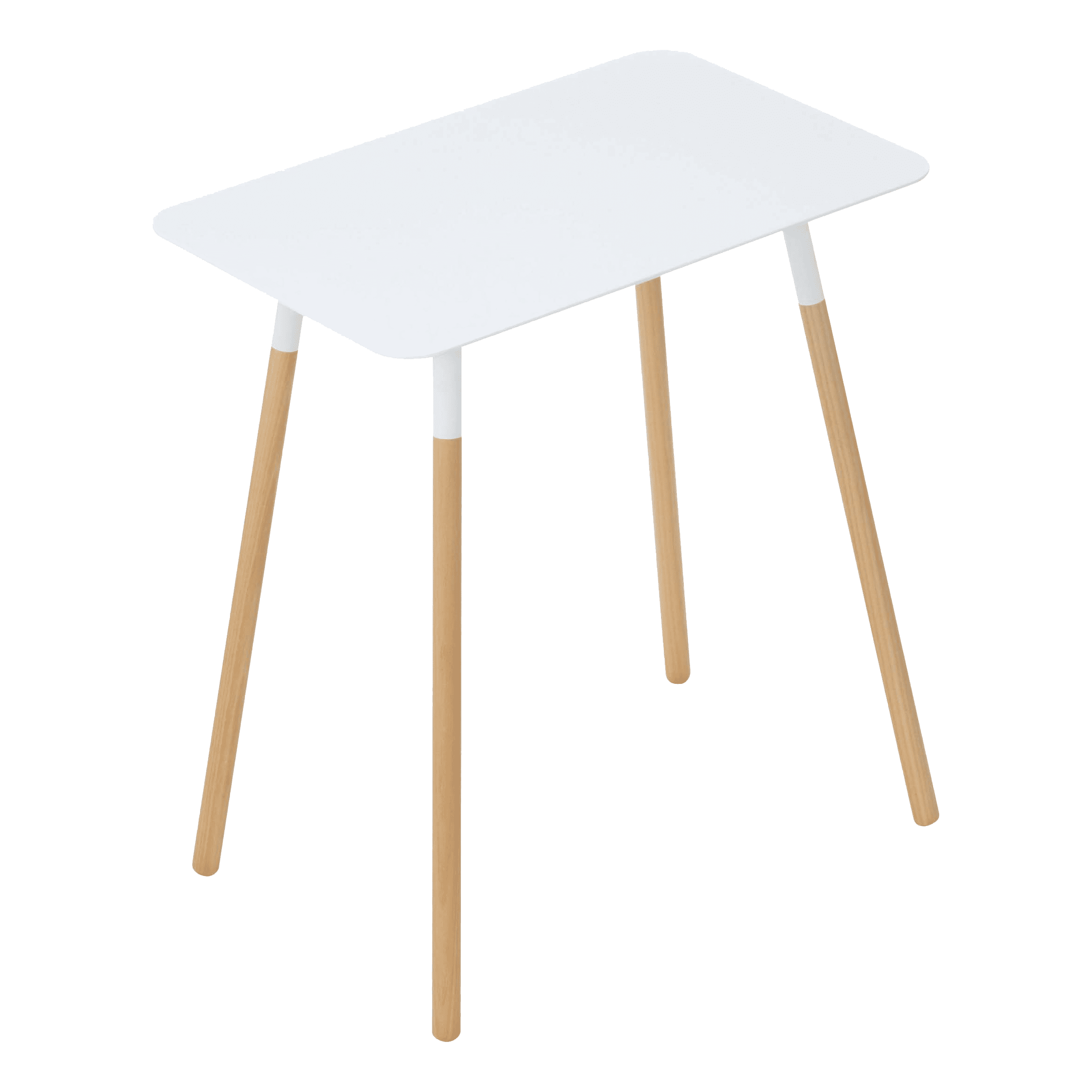 White Rectangular Steel and Wood Minimalist Side Table