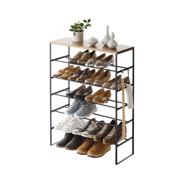 Yamazaki Home Six Tier Shoe Rack Black Steel Holds 18 to 21 shoes Supports 39.6 pounds