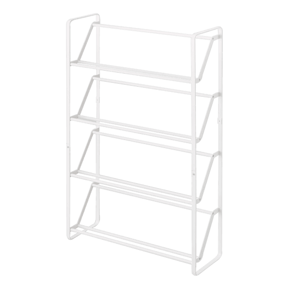 Yamazaki Home Slim Shoe Rack, White, Steel, Holds 8 to 12 shoes, Supports 26.4 pounds