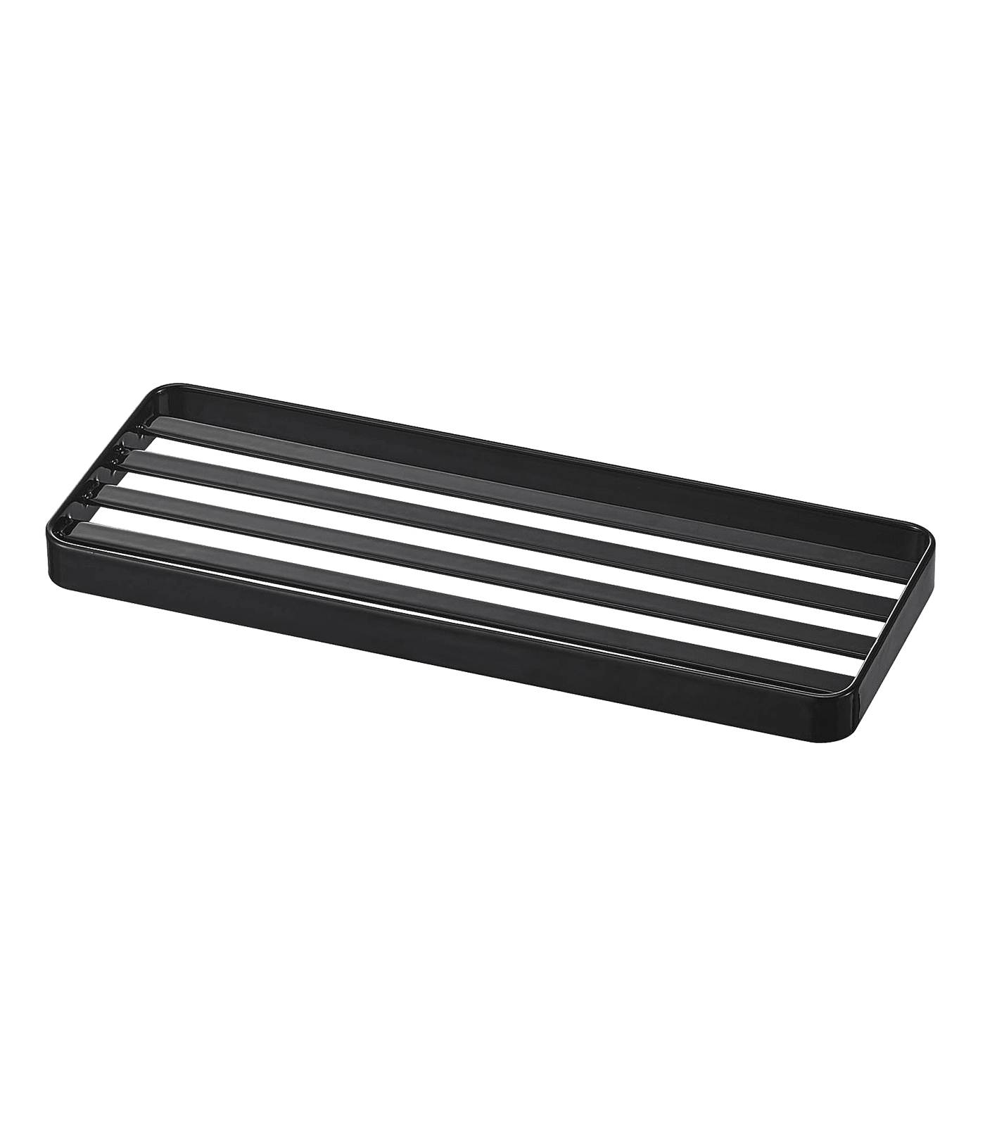 Black Steel Slotted Bathroom Tray, 3.54 x 9.45 inches