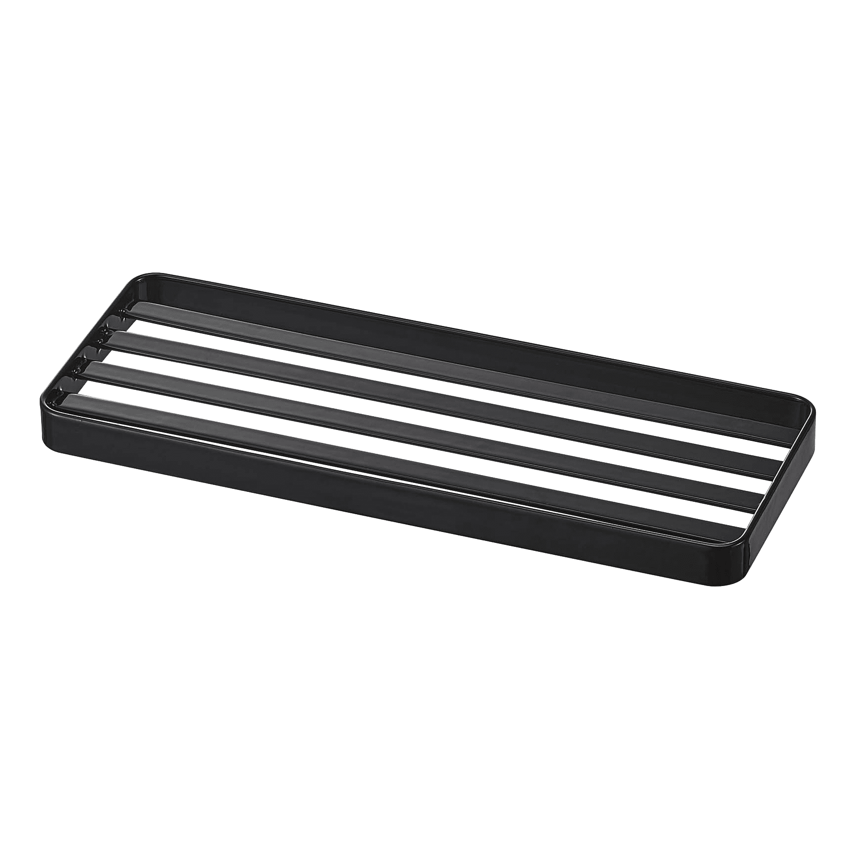 Black Steel Slotted Bathroom Tray, 3.54 x 9.45 inches