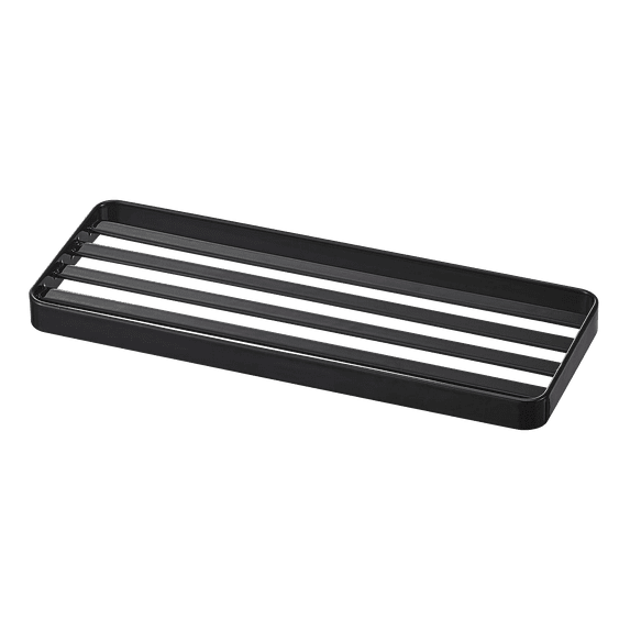 Yamazaki Home Slotted Bathroom Tray, Steel - L 3.54 x W 9.45 x H 0.59 inches Black