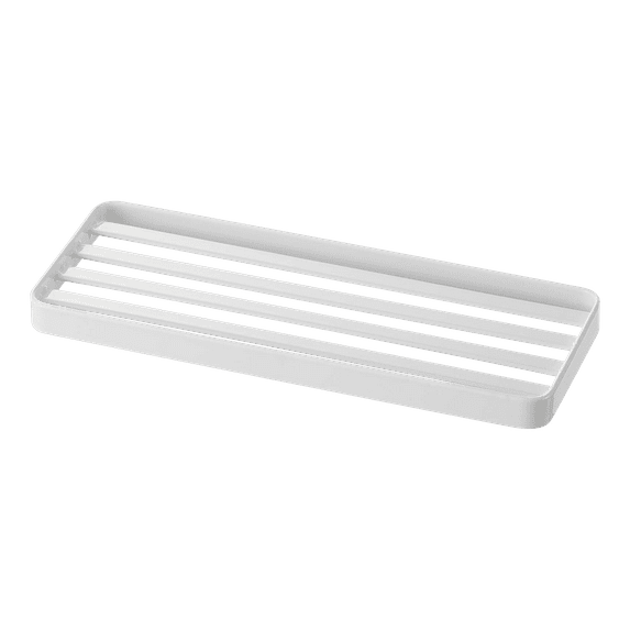 Yamazaki Home Slotted Bathroom Tray, Steel - L 3.54 x W 9.45 x H 0.59 inches White