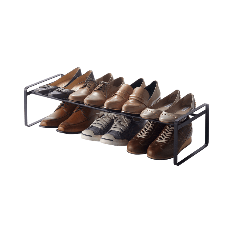 Yamazaki Home Stackable Shoe Rack Black Steel Holds up to 4 pairs of shoes per shelf Supports 6.6 pounds Expandable Stackable Walmart
