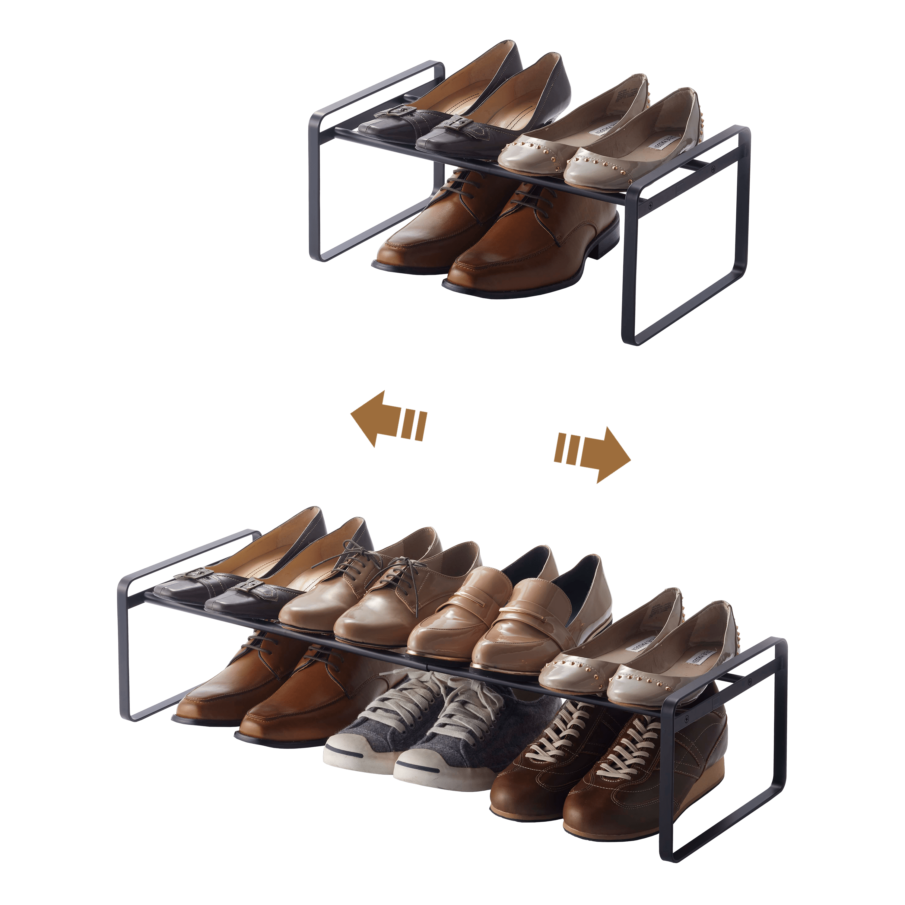 Gray Metal Stackable Shoe Organizer for Entryway