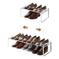 thumbnail image 1 of Yamazaki Home Stackable Shoe Rack, White, Steel,  Holds up to 4 pairs of shoes per shelf, Supports 6.6 pounds, Expandable, Stackable, 1 of 7
