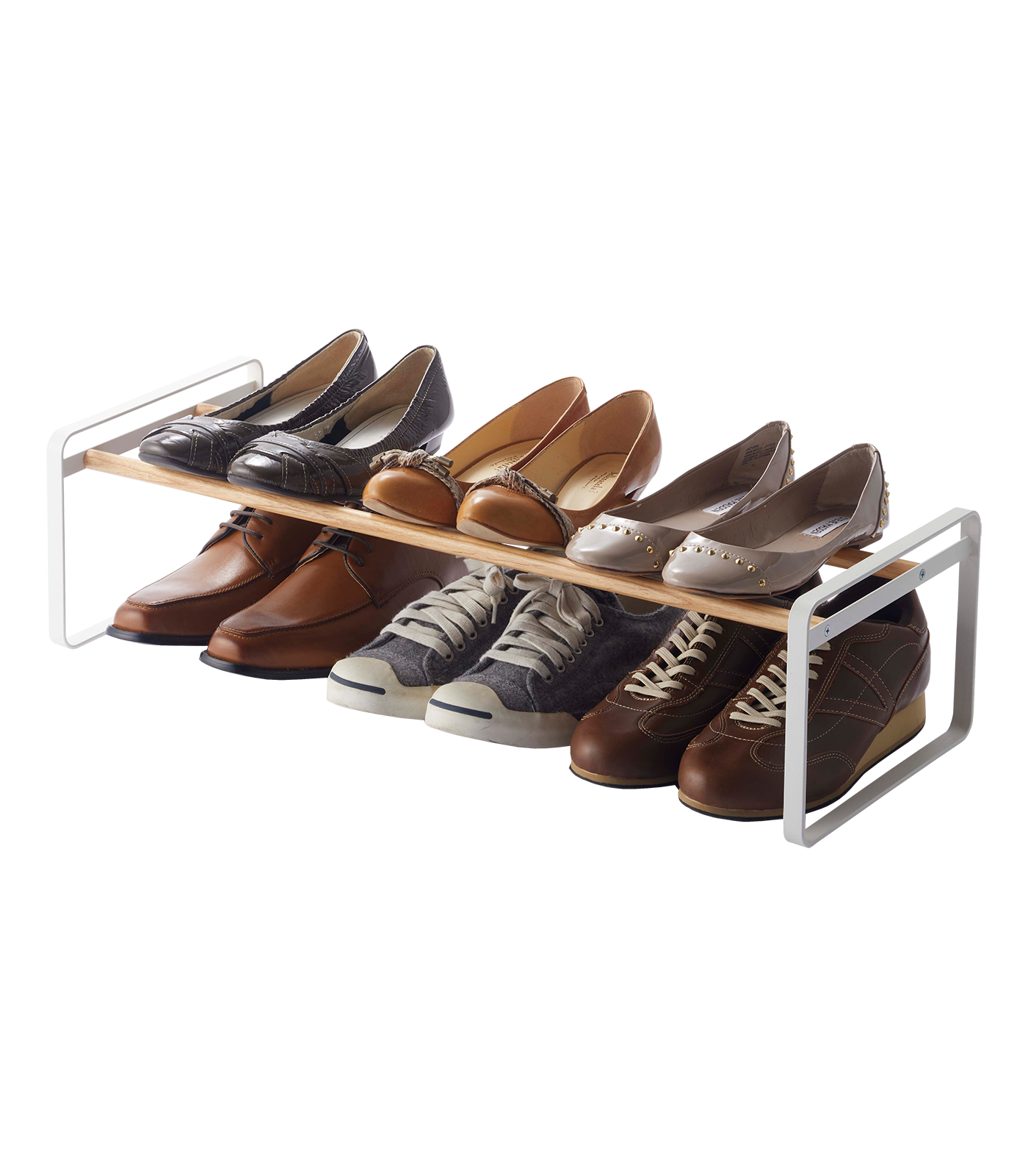 Yamazaki Home Stackable Shoe Rack, White, Steel,  Holds up to 4 pairs of shoes per shelf, Supports 6.6 pounds, Stackable - image 1 of 5