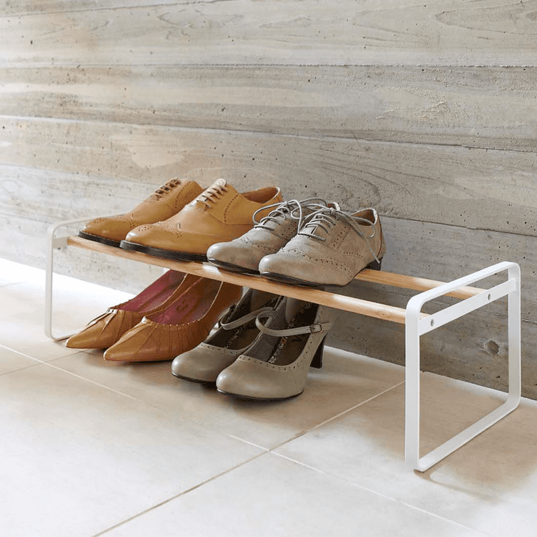 Yamazaki Home Stackable Shoe Rack, White, Steel, Holds up to 4