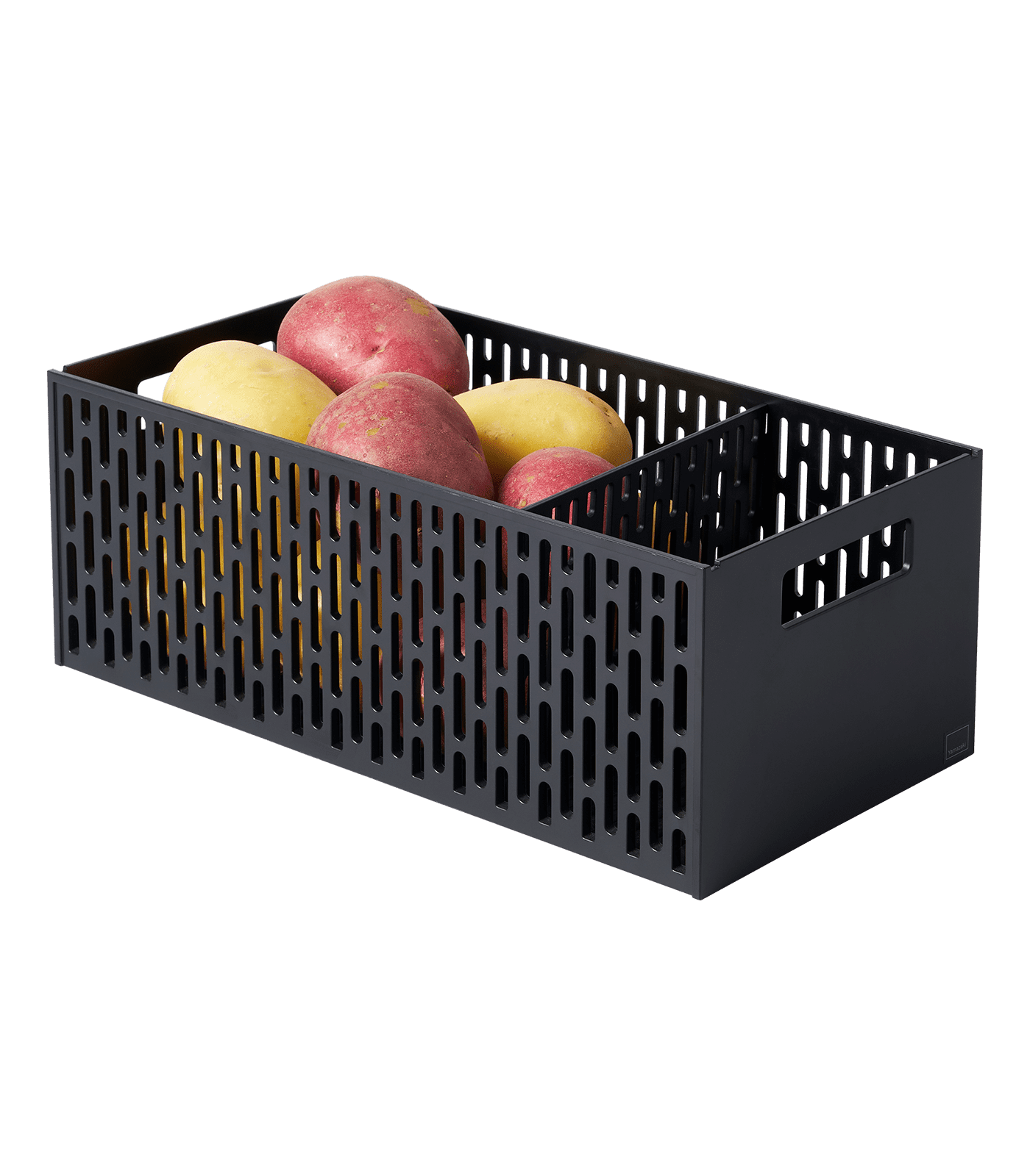 Black Stackable Plastic Vegetable Storage Baskets with Handles