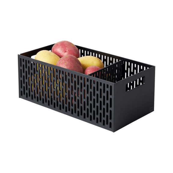 Yamazaki Home Stackable Vegetable Stocker, Black, ABS Plastic, Handles, Stackable, No Assembly