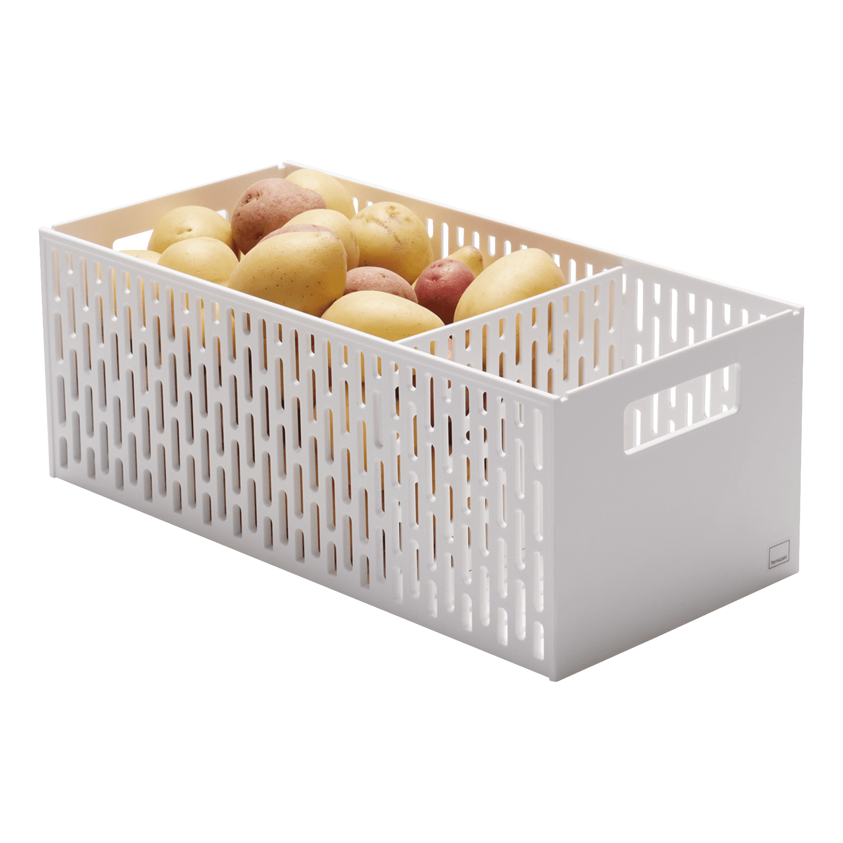 White Stackable Plastic Vegetable Storage Basket with Handles