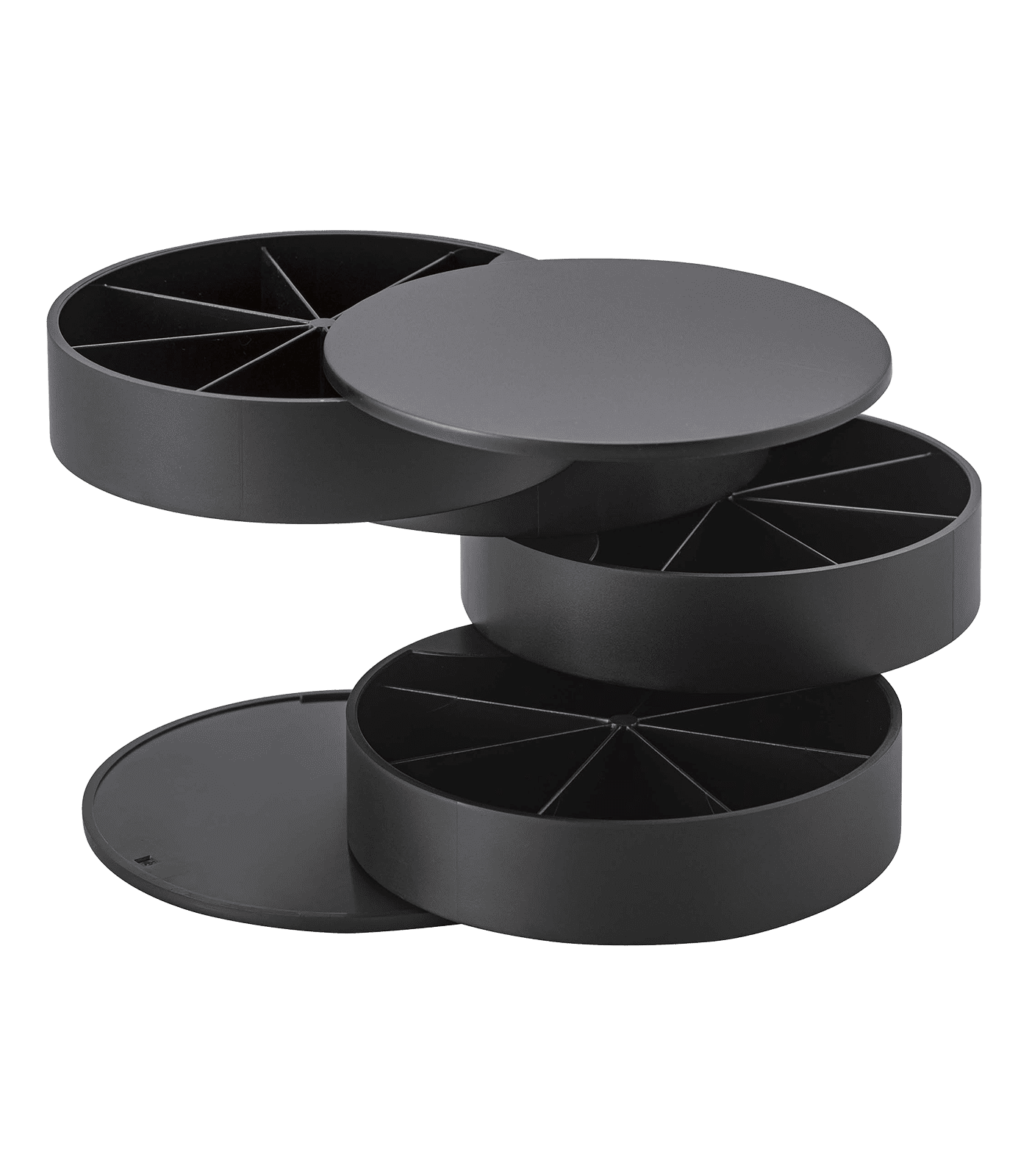 Black Rotating Multi-Tiered Plastic Jewelry Organizer