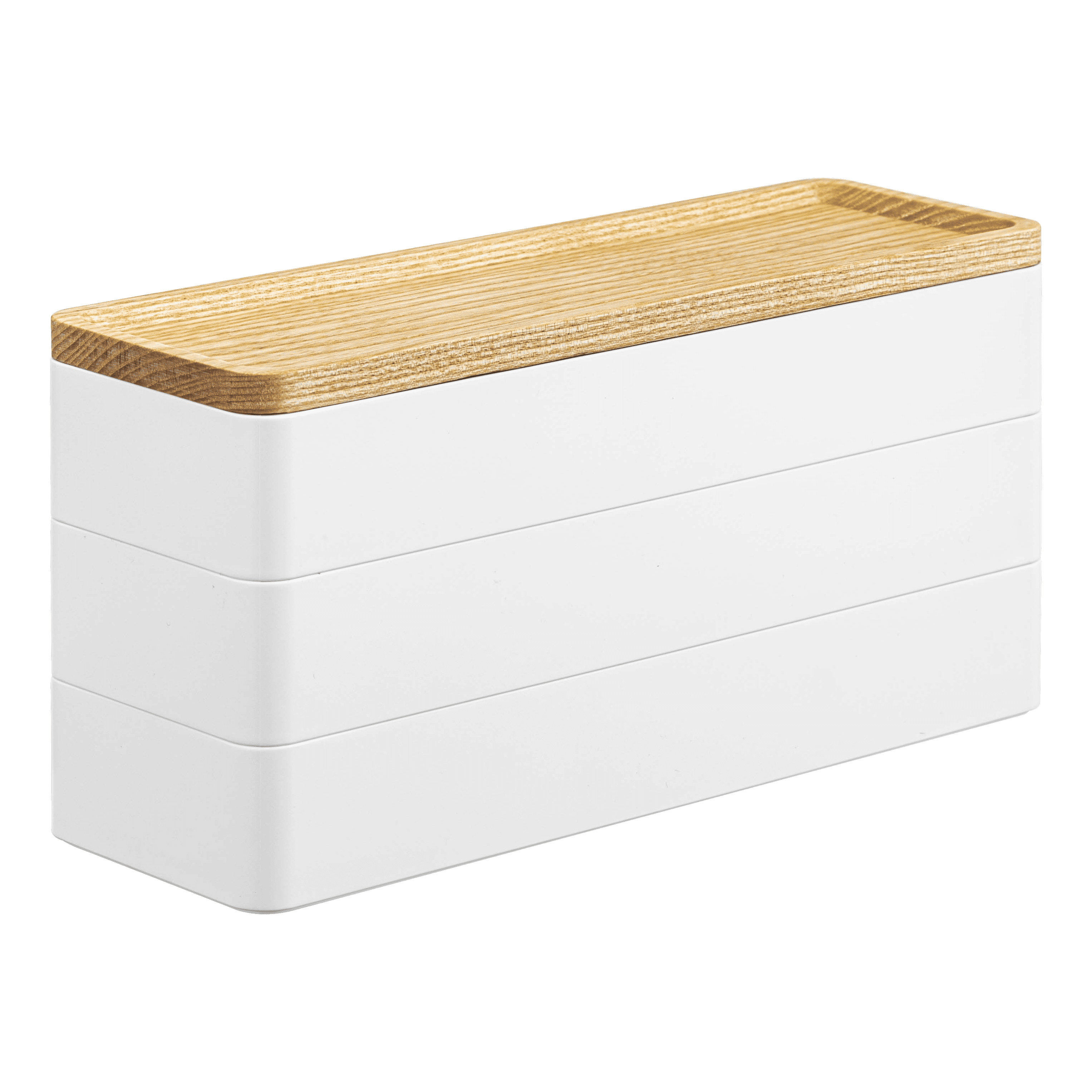White and Natural Wood Stacking Jewelry Box Organizer