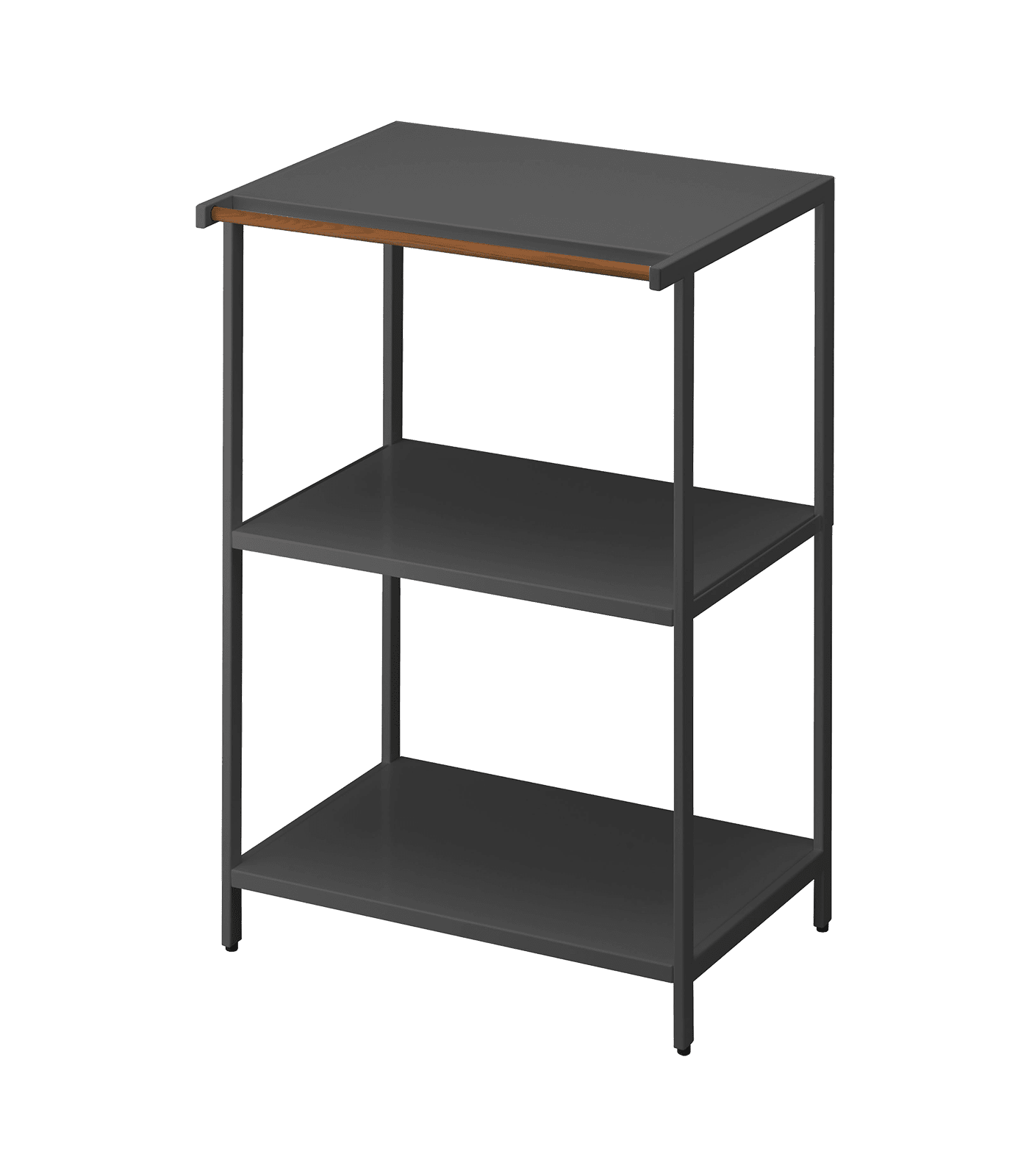 Black Steel 3-Tier Kitchen Storage Rack with Wood Accent