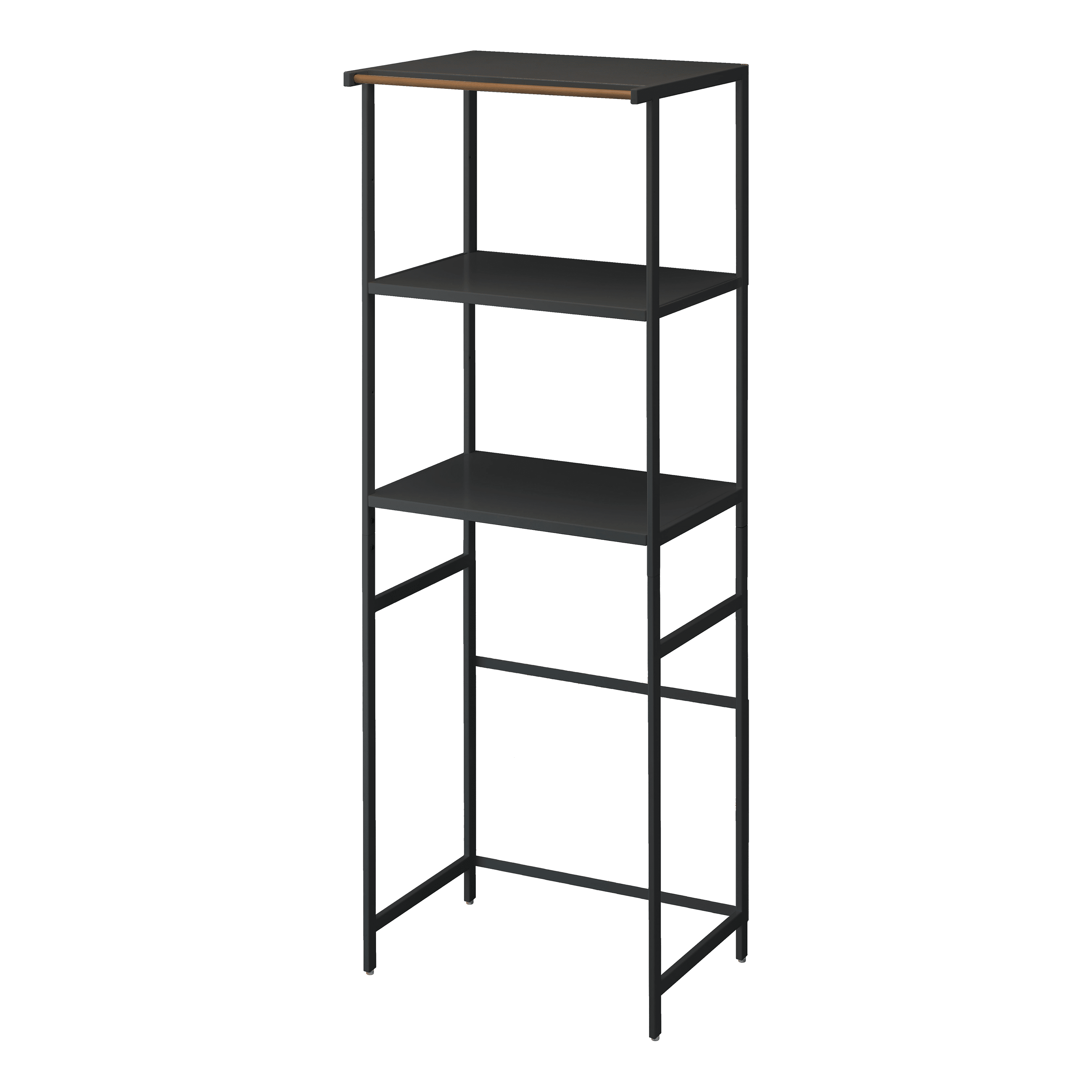 Sleek Black Steel and Ash Wood Kitchen Appliance Tower Rack