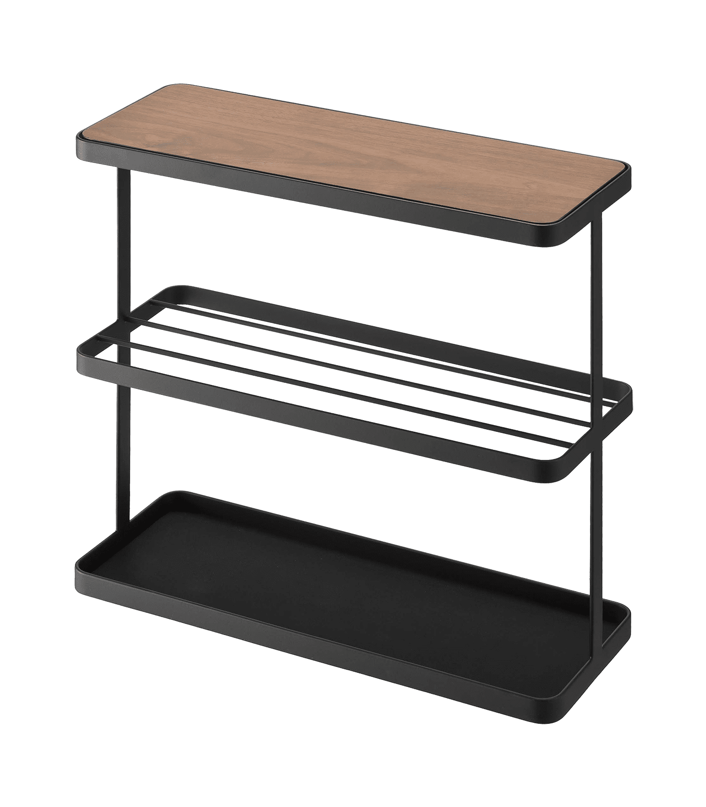 SlimFit Dark Brown Wood and Black Metal Narrow Side Table with Storage