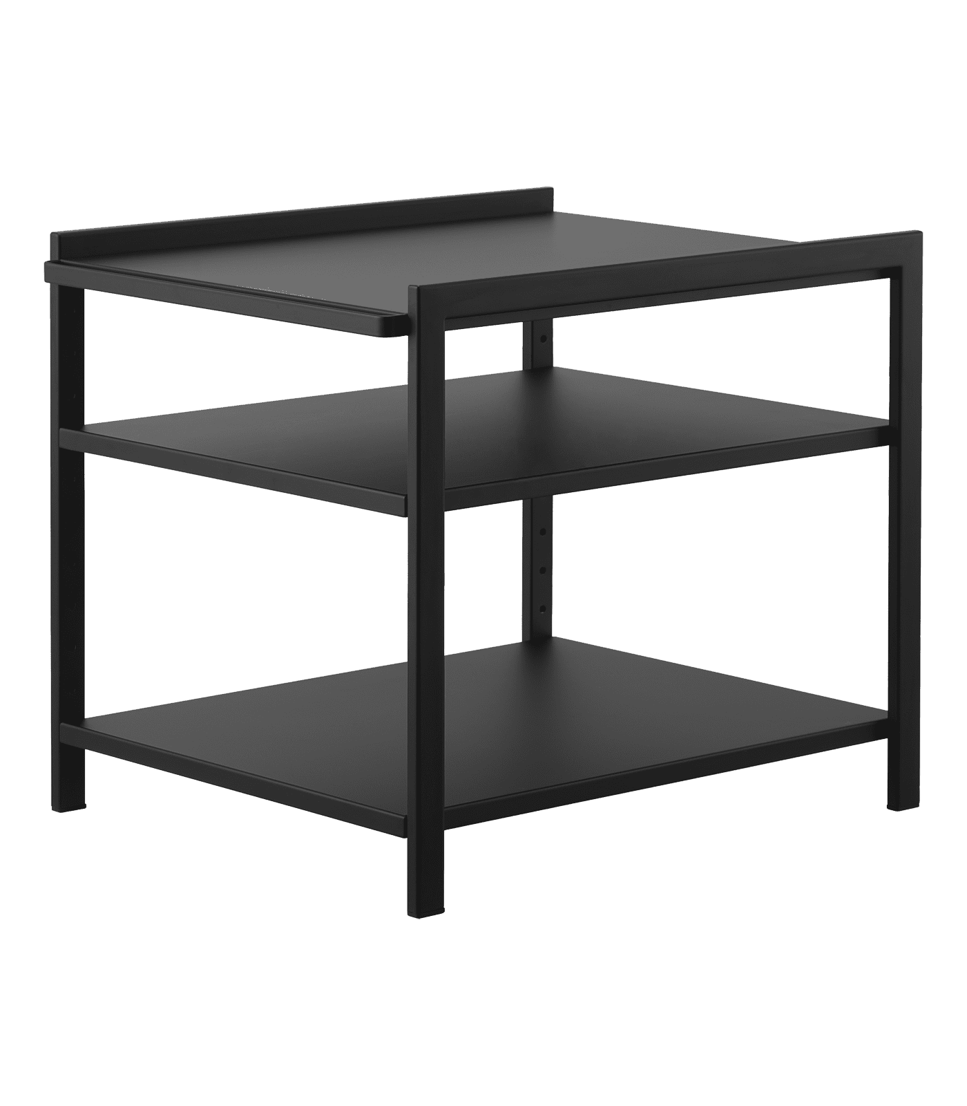Black Adjustable Three-Tier Steel Cabinet Storage Rack