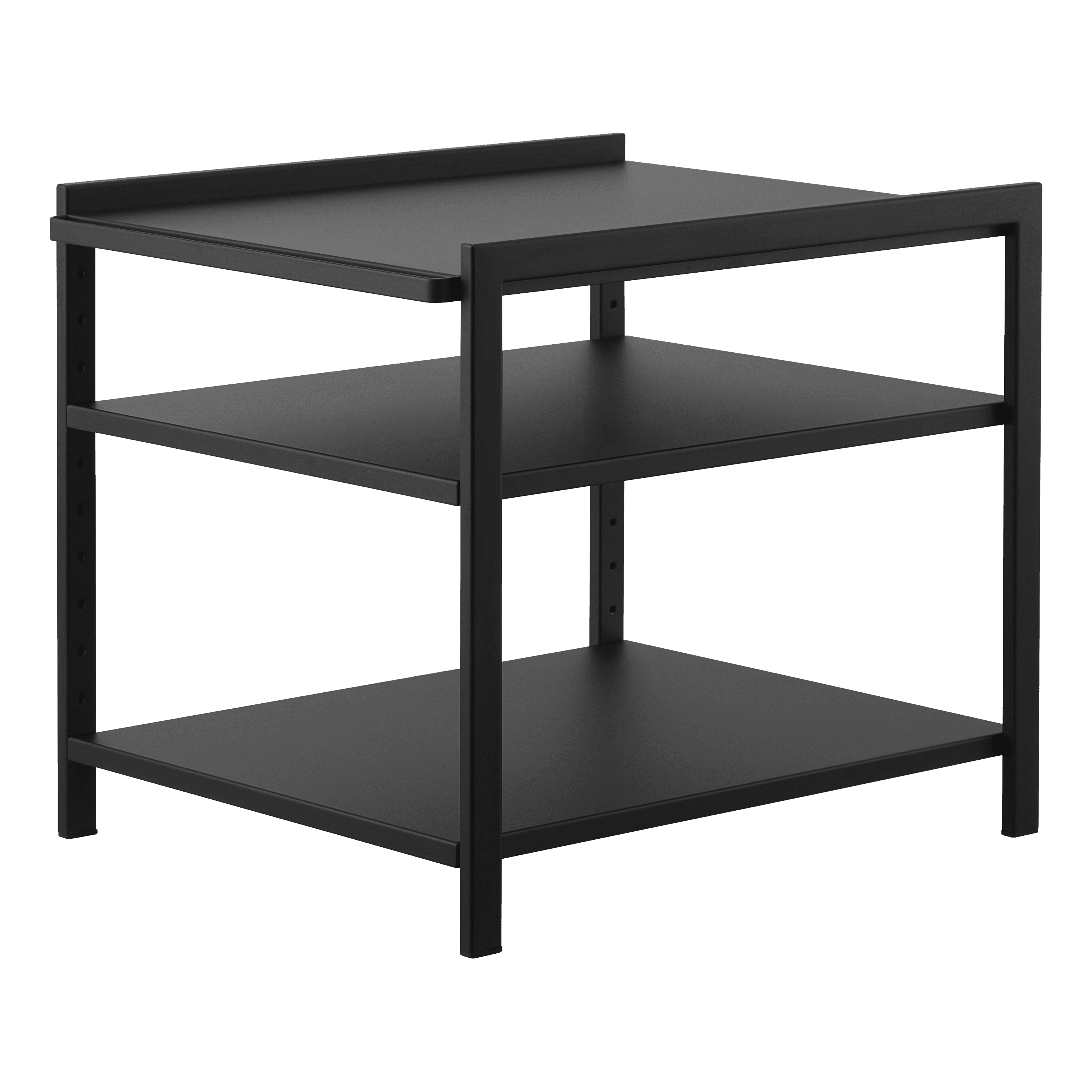 Black Adjustable Three-Tier Steel Cabinet Storage Rack