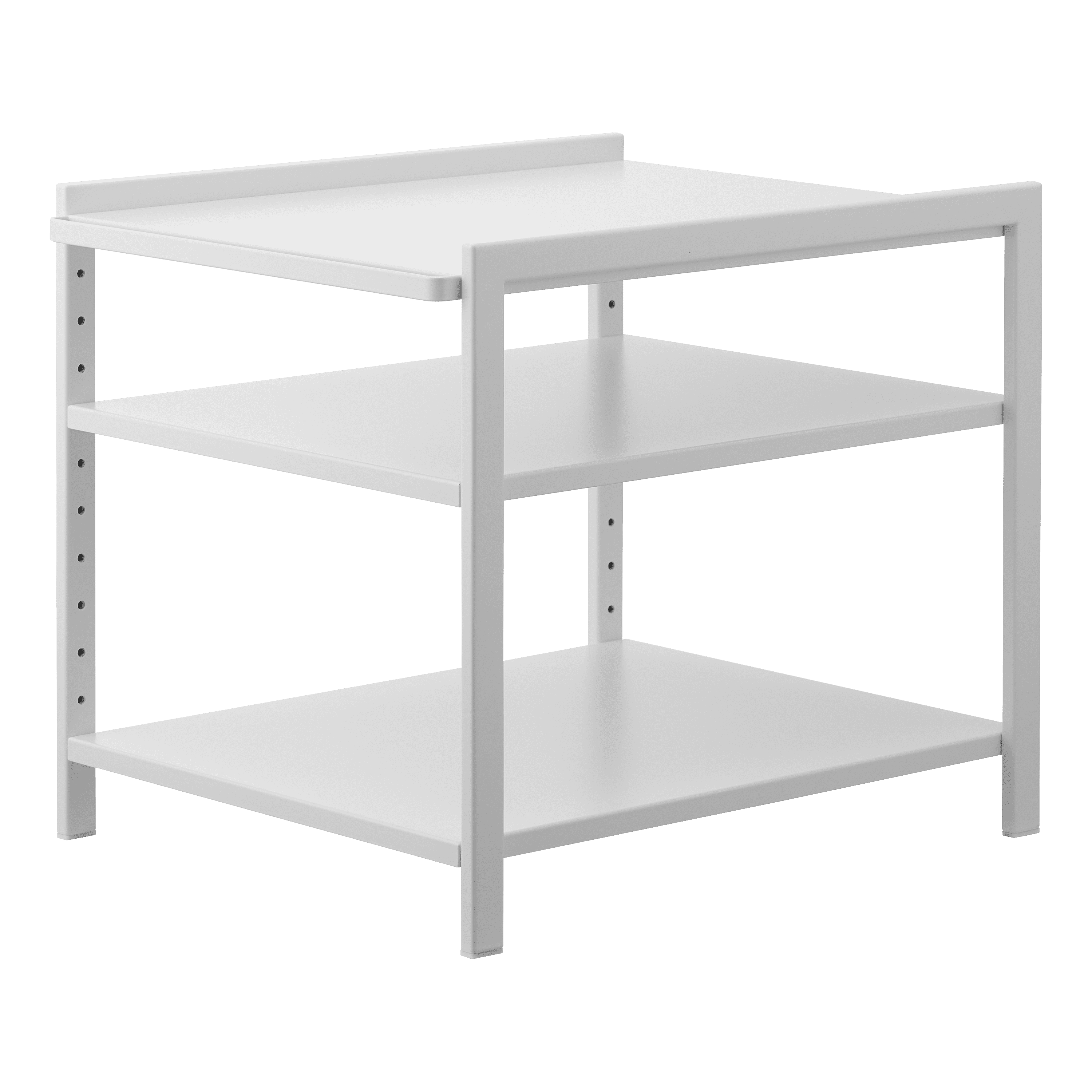 White Adjustable Three-Tier Steel Cabinet Storage Rack