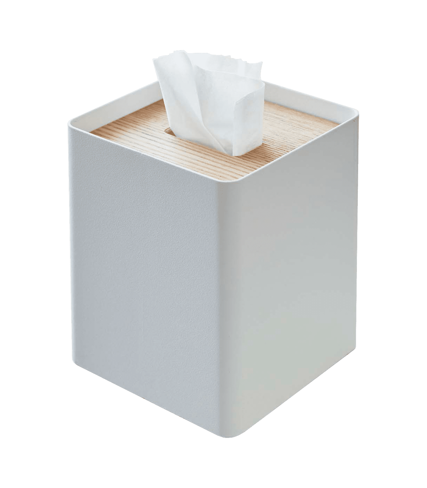 Ash Steel Square Tissue Box Cover with Wooden Lid