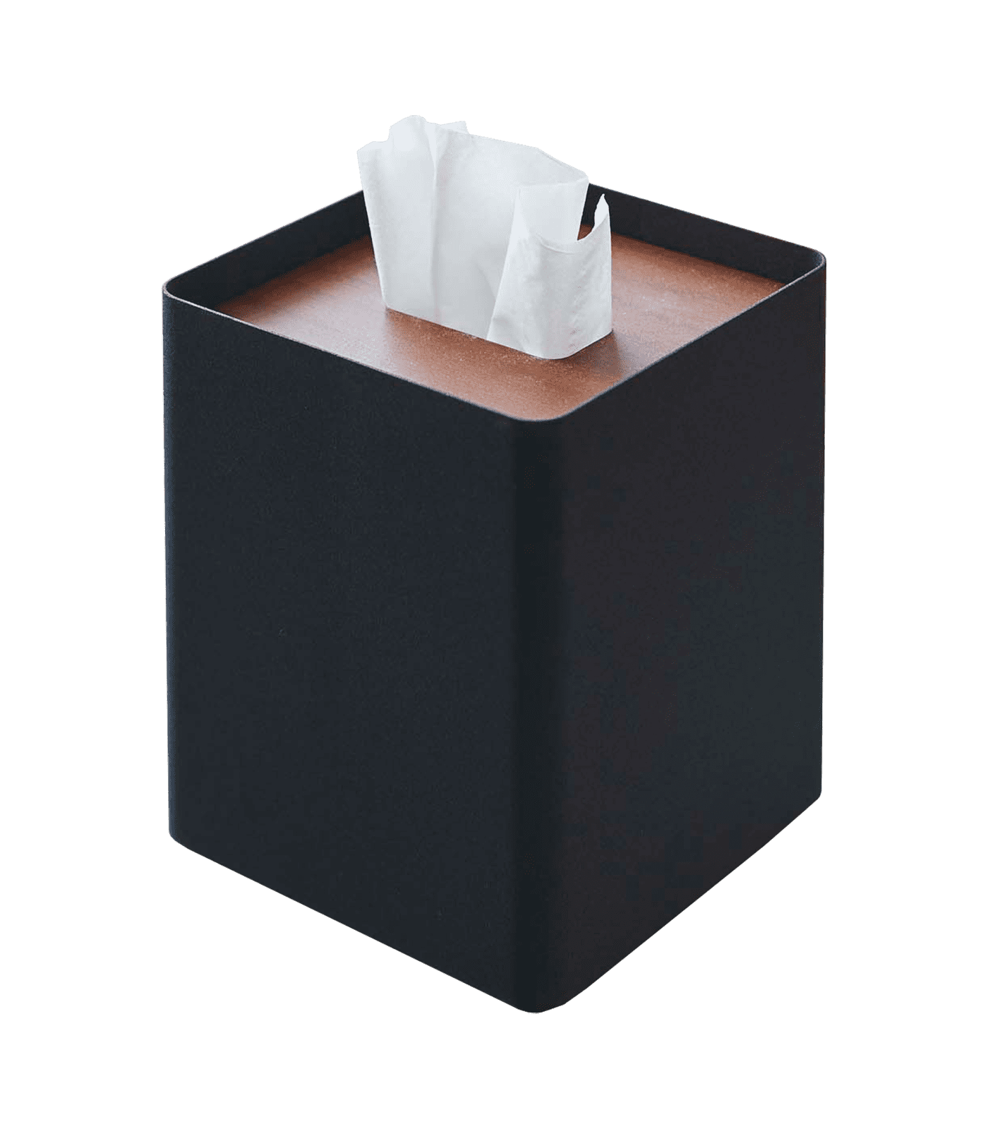 Black Steel and Walnut Square Tissue Box Cover