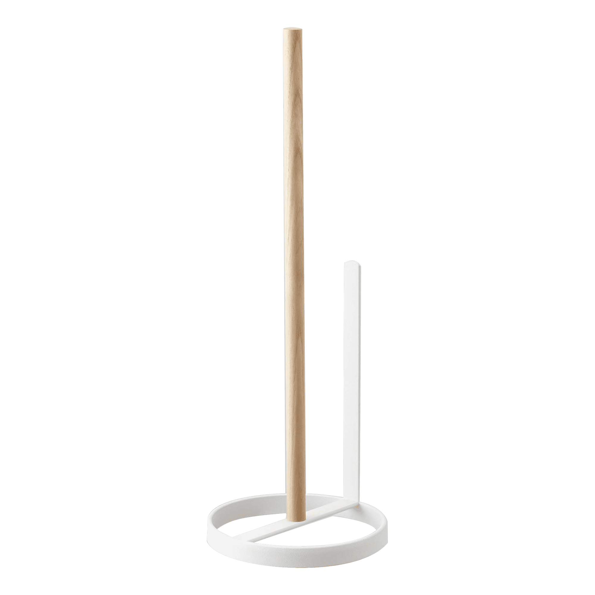 White Powder-Coated Steel and Ash Toilet Paper Stand